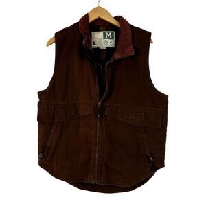 Vintage Wear Guard Mens M Canvas Cargo‎ Vest Brown Corduroy Flannel Thinsulate